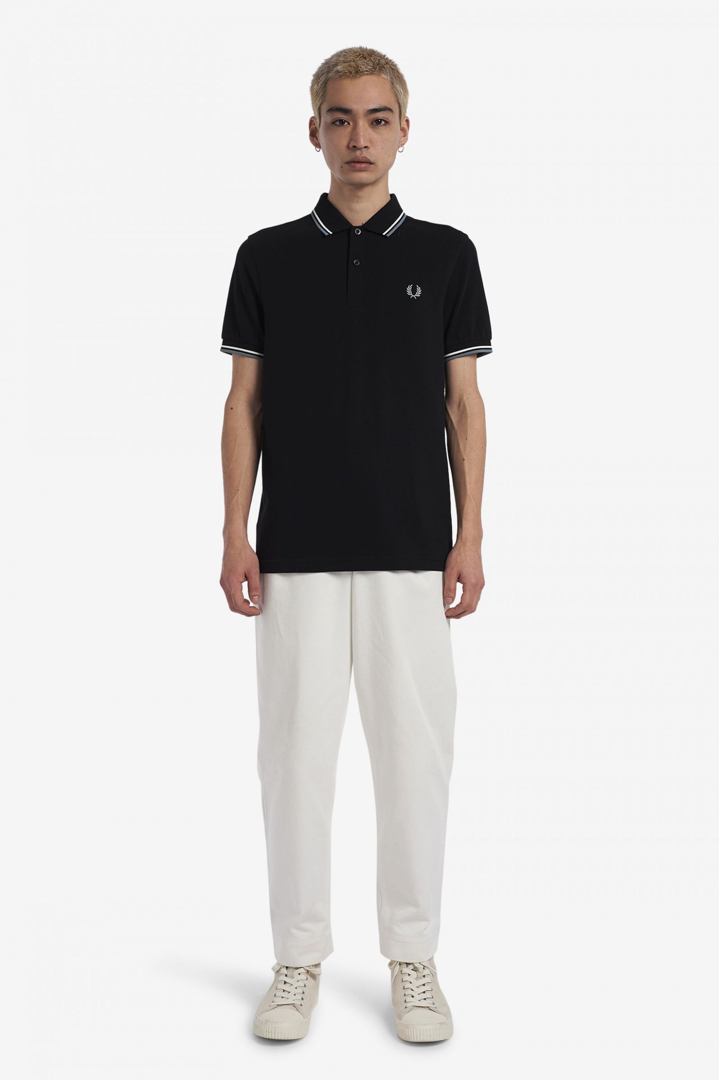 Fred Perry Polo M3600 Black / Snow White / Soft Blue