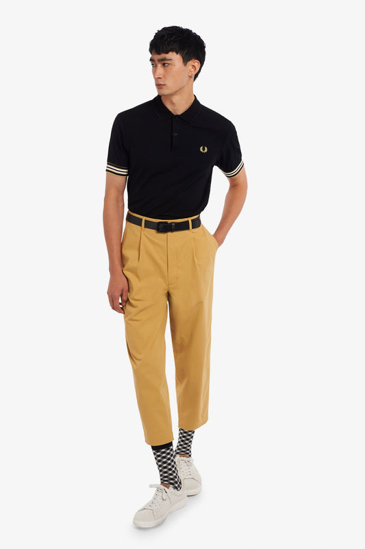 Fred Perry Striped Cuff Polo Shirt Black