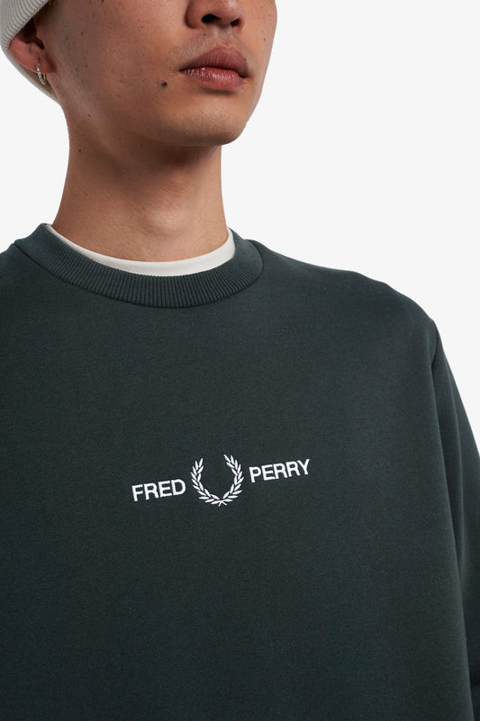 Fred Perry Embroidered Sweatshirt Night Green