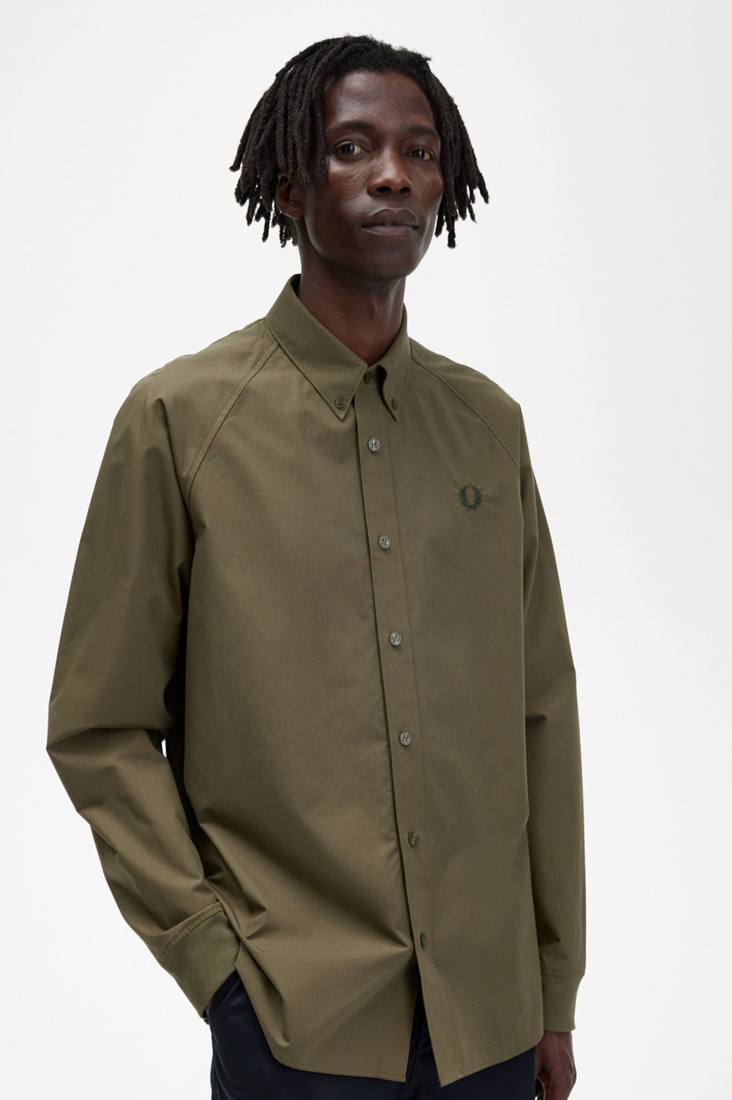 Fred Perry Rib Cuff Shirt Uniform Green