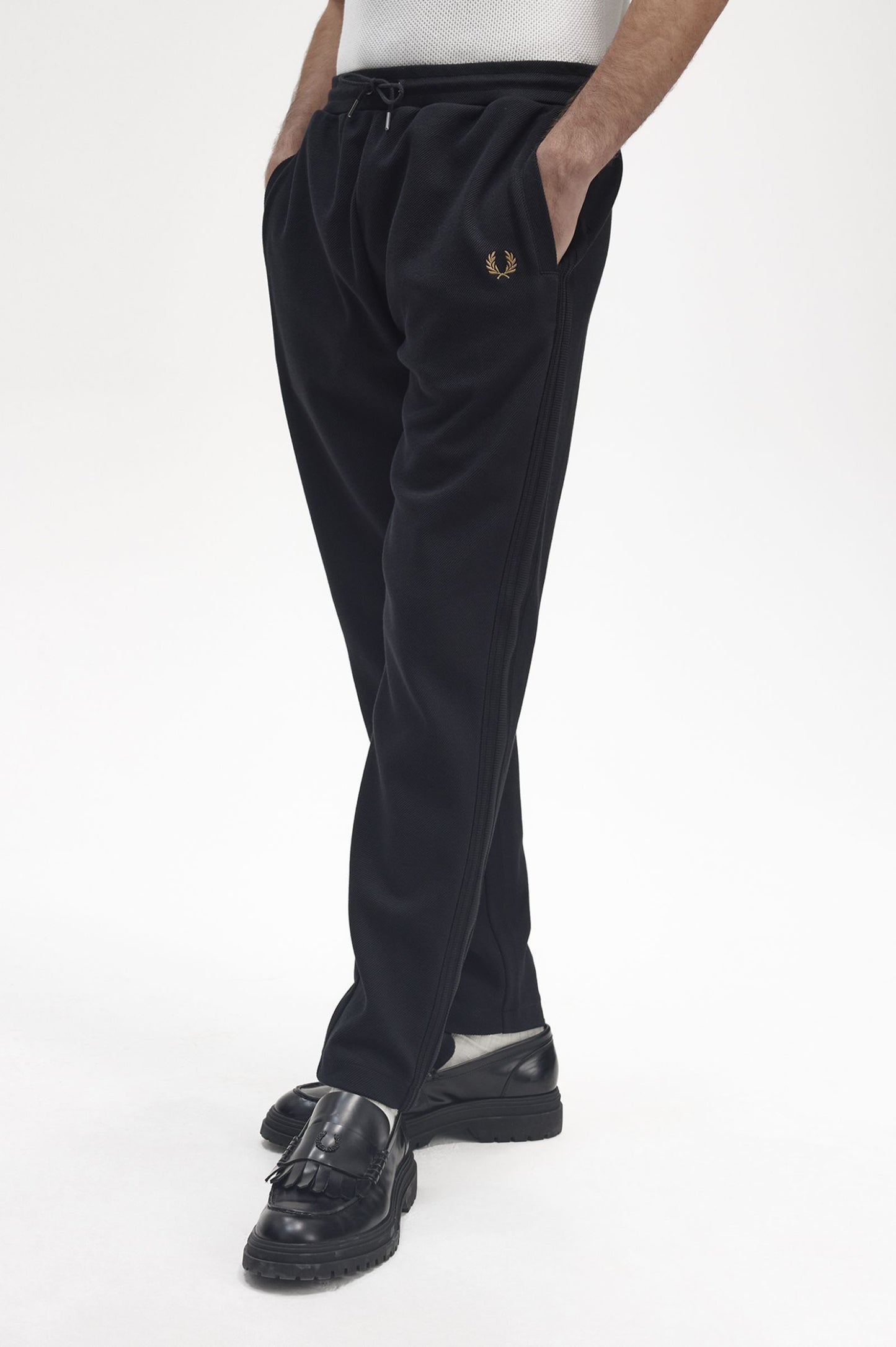 Fred Perry Knitted Taped Track Pants Black